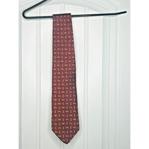 Boss Hugo Boss Mauve and Tan Geometric Designer Silk Tie